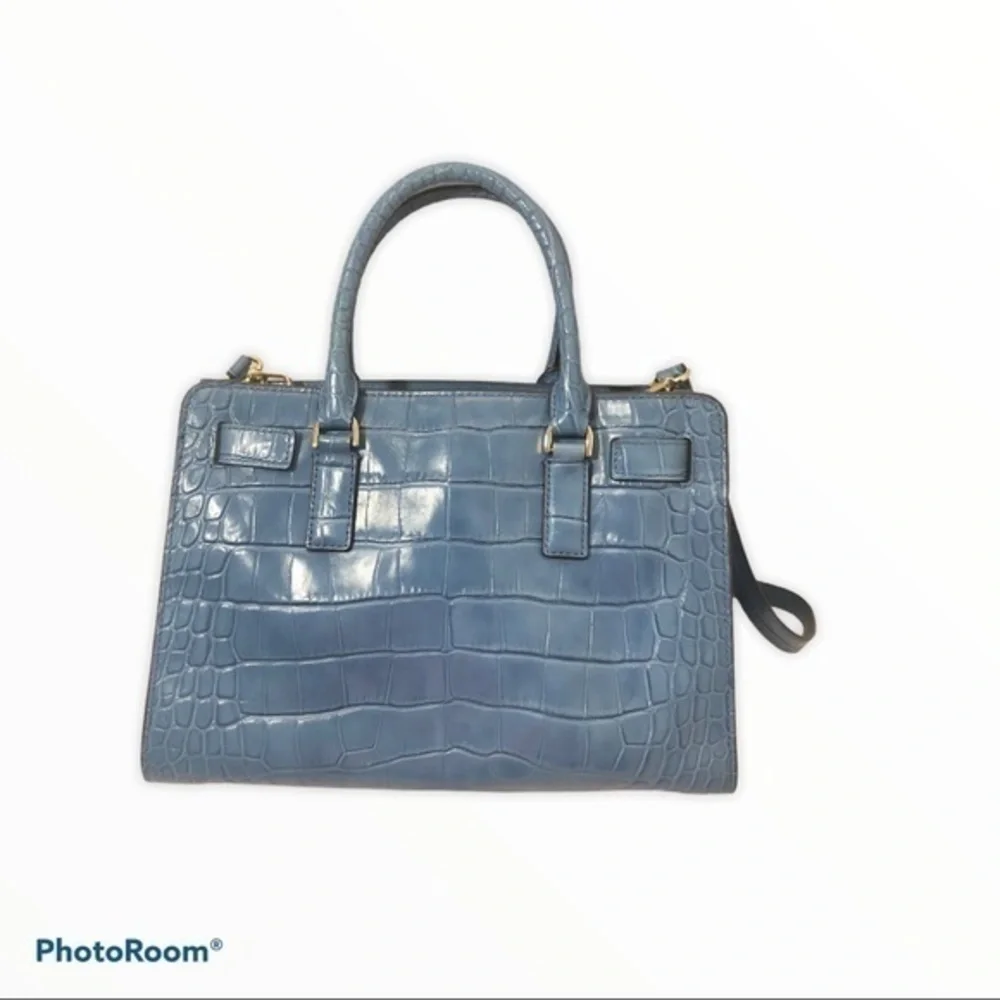 Michael Kors blue embossed leather dillion bag